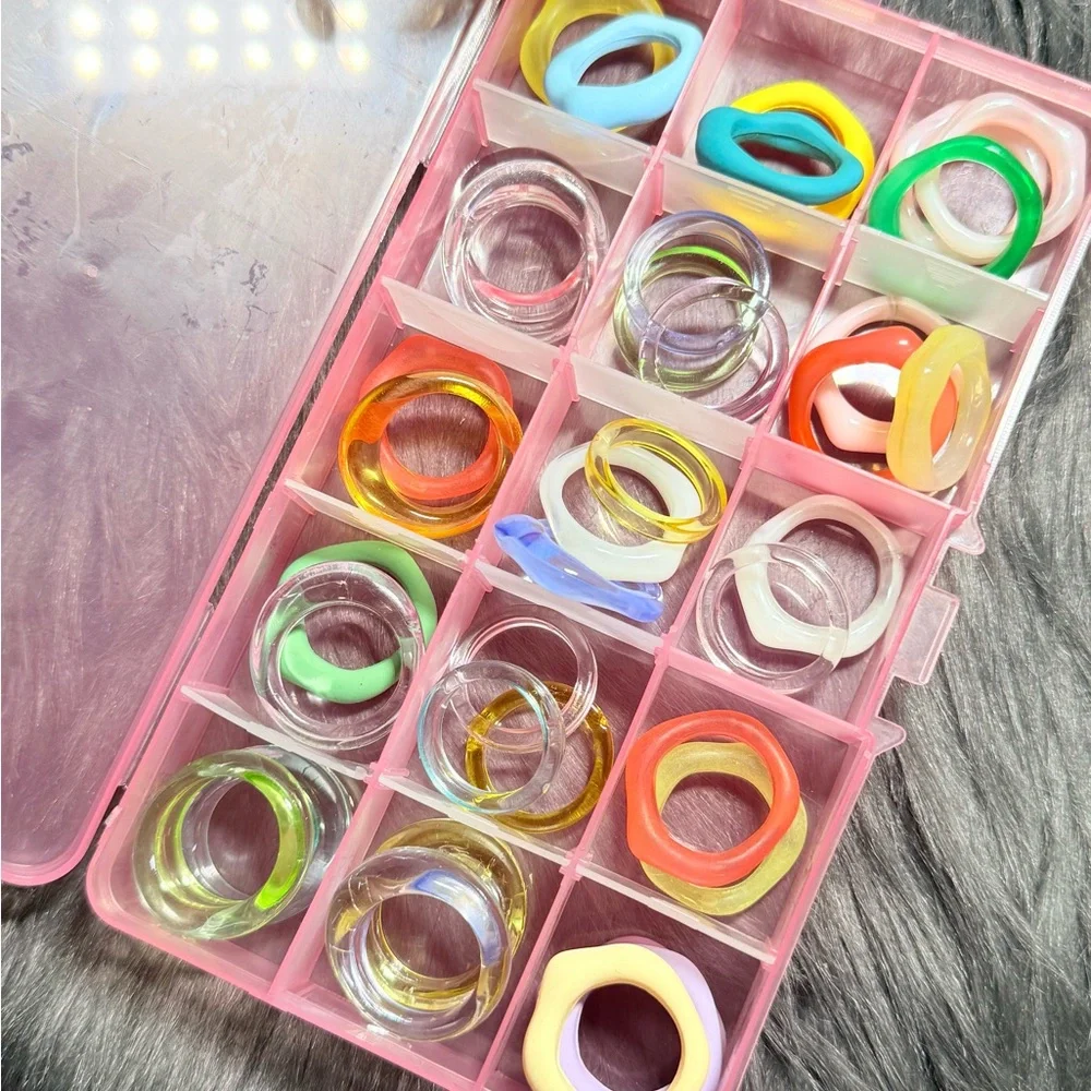 Colorful Resin Stacking Rings Set - Picture 4 of 7